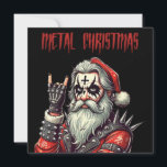 Heavy Metal Christmas Holiday Card<br><div class="desc">Perfect for metalheads and Christmas lovers alike, this unique card features Santa Claus like you've never seen him before—decked out in corpse paint, a spiked leather jacket, and throwing up the iconic devil horns hand gesture. With intense detail and a cartoonish style, this card is sure to add a rebellious...</div>