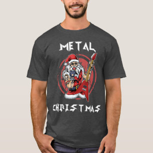 Heavy Metal Christmas Metalhead Santa Rock Horns T-Shirt