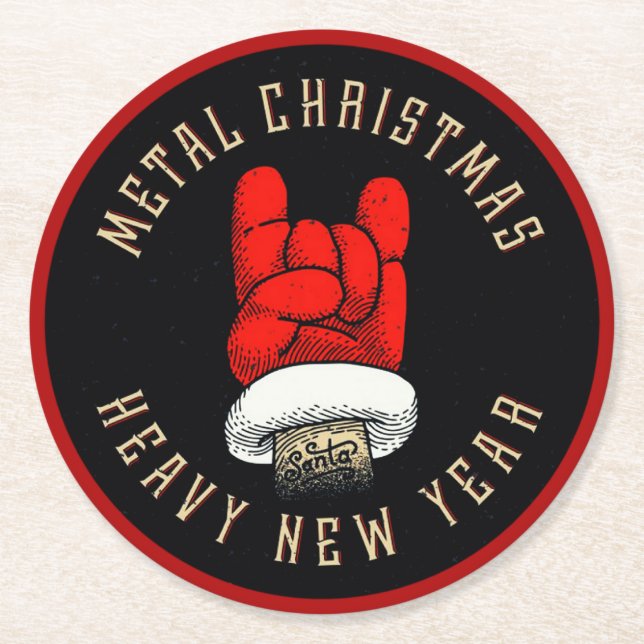 Heavy Metal Christmas Round Paper Coaster (Front)
