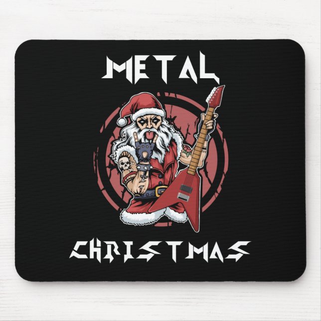 Heavy Metal Christmas Santa Rock Horns Metalhead Mouse Mat (Front)