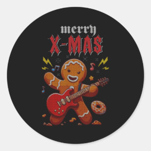 Heavy Metal Christmas Sleigher Hail Santa Claus Ro Classic Round Sticker