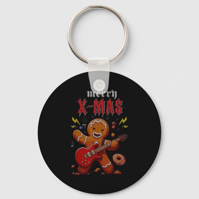 Heavy Metal Christmas Sleigher Hail Santa Claus Ro Key Ring (Front)