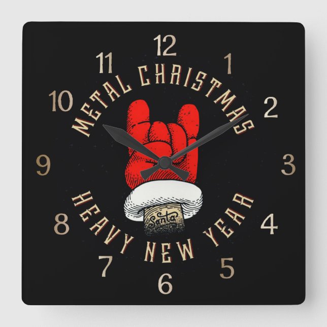 Heavy Metal Christmas Square Wall Clock (Front)