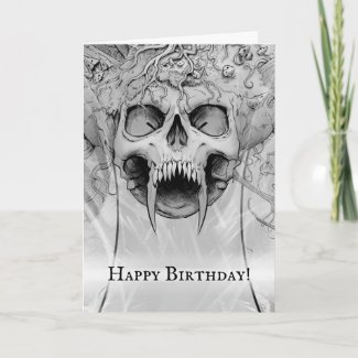 Heavy Metal Death Skull Graveyard Birthday Card