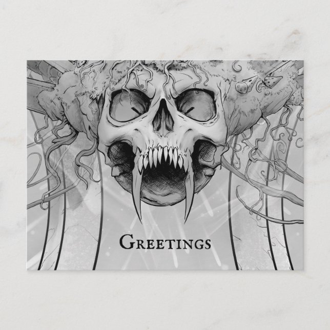 Heavy Metal Death Skull Graveyard Postcard (Front)