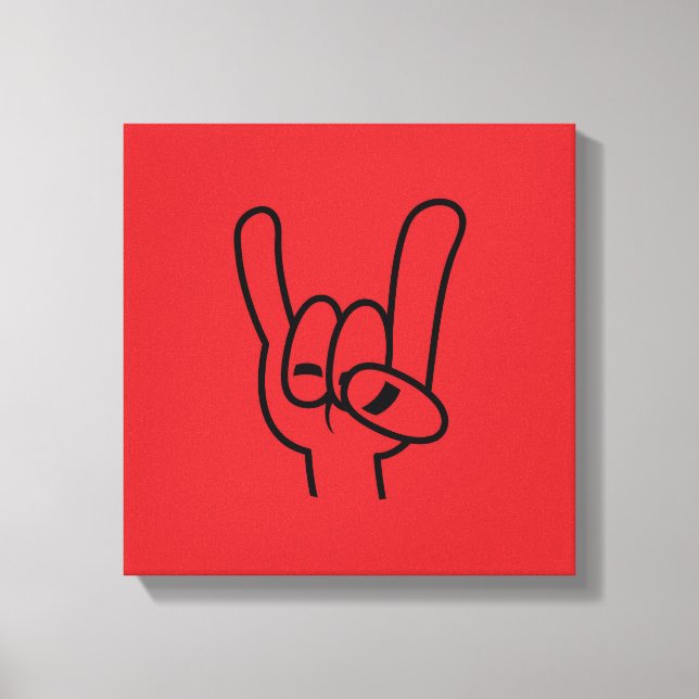 Heavy Metal Devil Horns Black Line Canvas Print (Front)