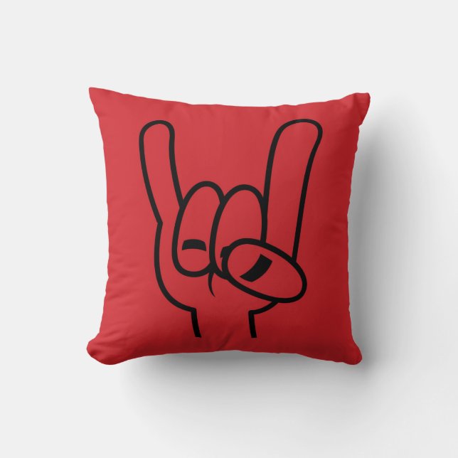 Heavy Metal Devil Horns Black Line Cushion (Front)