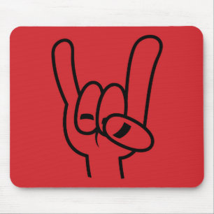Heavy Metal Devil Horns Black Line Mouse Mat
