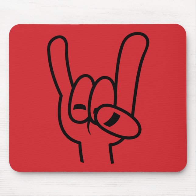 Heavy Metal Devil Horns Black Line Mouse Mat (Front)