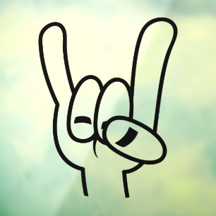 Heavy Metal Devil Horns Black Line Window Cling