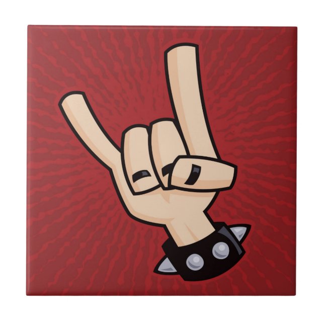 Heavy Metal Devil Horns Tile (Front)