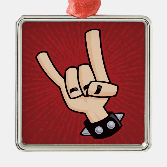 Heavy Metal Devil Horns Tree Decoration (Front)