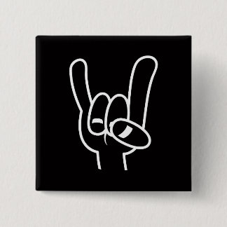 Heavy Metal Devil Horns White Line 15 Cm Square Badge