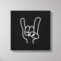 Heavy Metal Devil Horns White Line