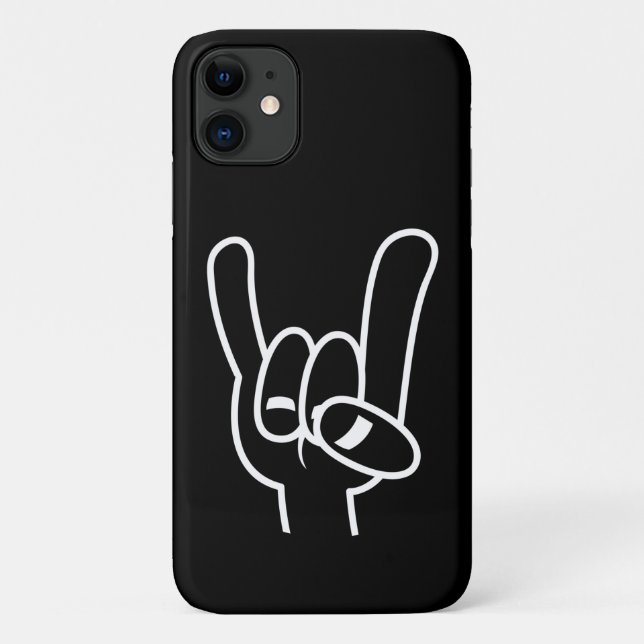 Heavy Metal Devil Horns White Line Case-Mate iPhone Case (Back)