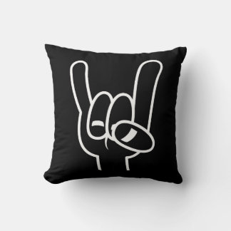 Heavy Metal Devil Horns White Line Cushion