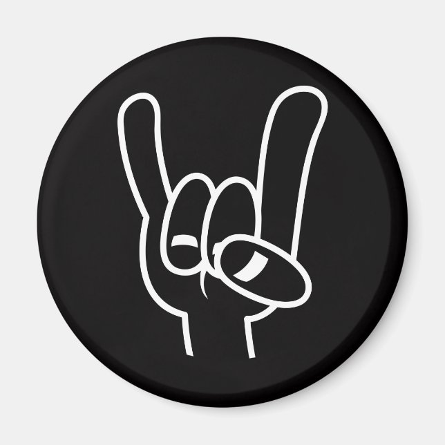Heavy Metal Devil Horns White Line Magnet (Front)