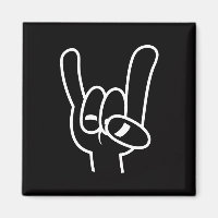 Heavy Metal Devil Horns White Line