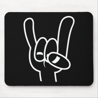 Heavy Metal Devil Horns White Line Mouse Mat