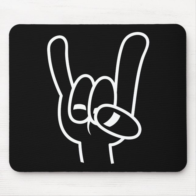 Heavy Metal Devil Horns White Line Mouse Mat (Front)