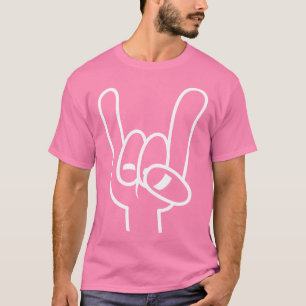 Heavy Metal Devil Horns White Line T-Shirt