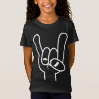 Heavy Metal Devil Horns White Line