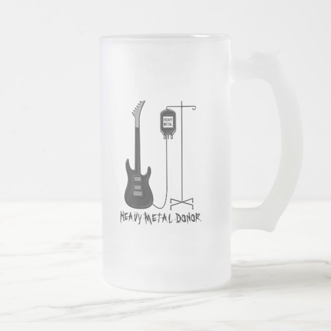 Heavy Metal Donor Music Frosted Glass Beer Mug (Right)