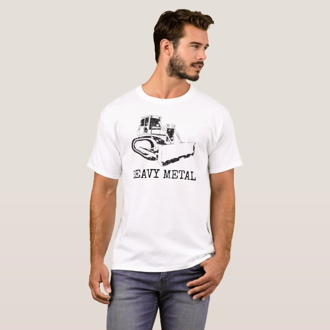 Heavy Metal Dozer Digger Funny Cute Backhoe T-Shirt (Front Full)