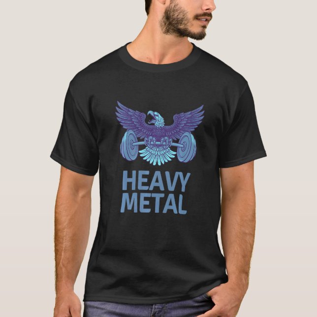 Heavy Metal Eagle Deadlift Gym Motivational Weight T-Shirt (Front)