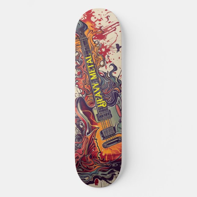 Heavy Metal electric guitar  Skateboard (Front)