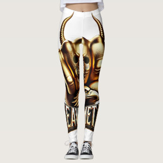 Heavy Metal Faust with Adler Totenkopf Gold Leggings