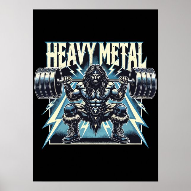 Heavy Metal - Funny Lifting Gym Workout Fitness Poster (Front)