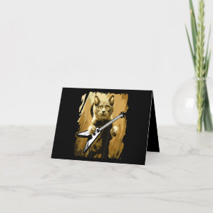 Heavy Metal Guitar Playing Cat Rocker Guitarist Thank You Card