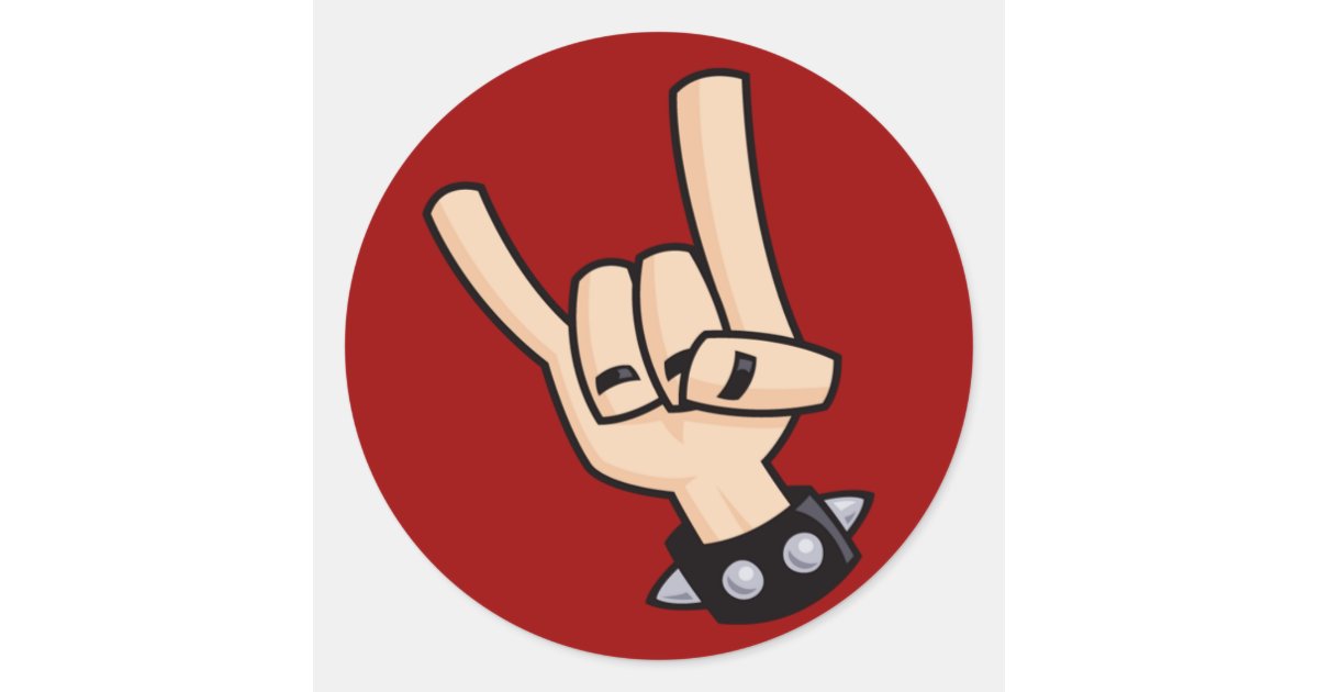 Heavy metal hand sign classic round sticker | Zazzle.co.uk