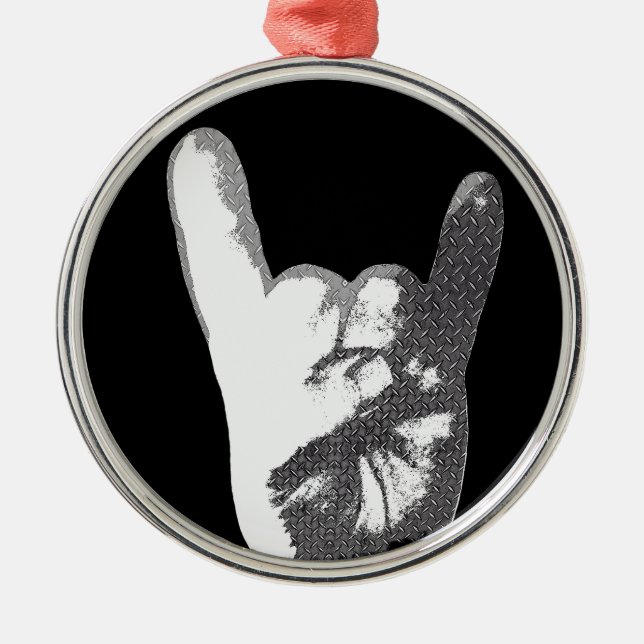 Heavy Metal Hand Sign Tree Decoration (Front)