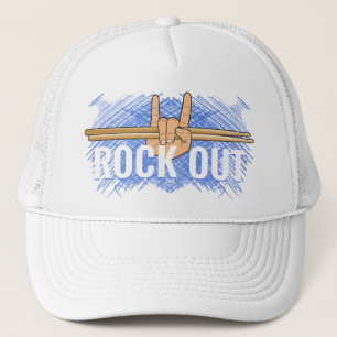 Heavy Metal Hard Rock Music Devil Horns Drummer Trucker Hat