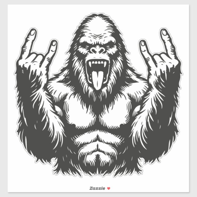 Heavy Metal Headbanger Sasquatch Rock On (Sheet)
