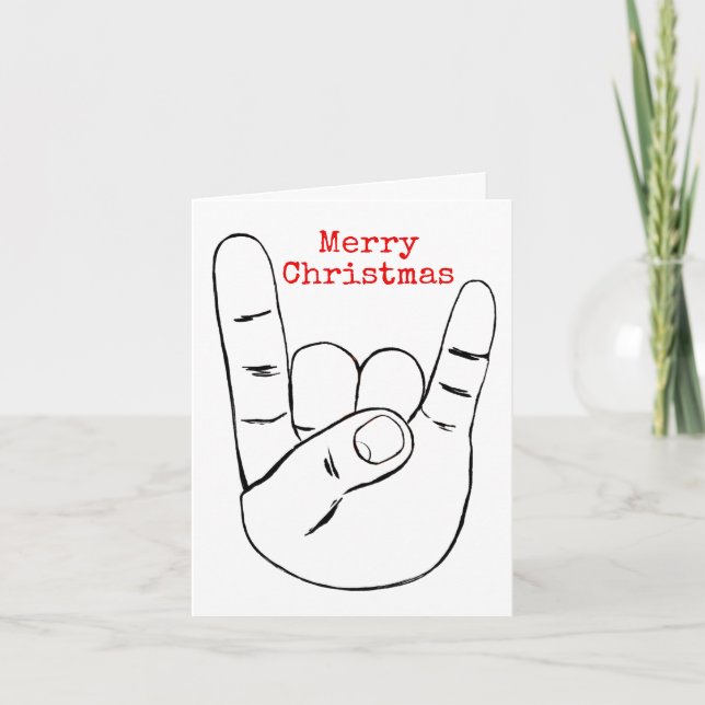 Heavy Metal Horns Christmas Card Card (Front)