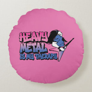 heavy metal is my therapy round cushion