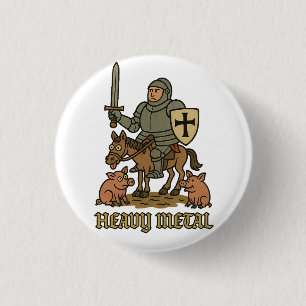 Heavy Metal Knight – Mediaeval Mayhem 3 Cm Round Badge