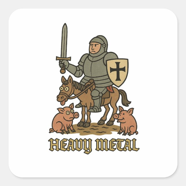 Heavy Metal Knight – Mediaeval Mayhem Square Sticker (Front)