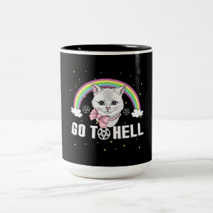 Heavy Metal Metalhead Cats Go To Hell Two-Tone Coffee Mug