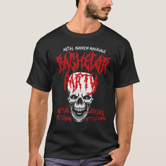 Heavy Metal Music Bachelor Party Skull T-Shirt (Front)
