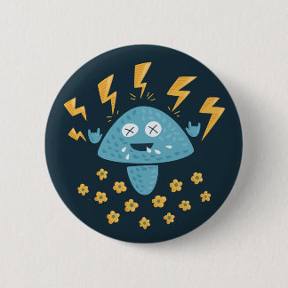 Heavy Metal Music Funny Cartoon Mushroom 6 Cm Round Badge