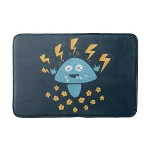 Heavy Metal Music Funny Cartoon Mushroom Bath Mat