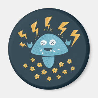 Heavy Metal Music Funny Cartoon Mushroom Magnet