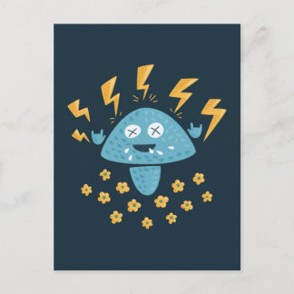 Heavy Metal Music Funny Cartoon Mushroom Postcard
