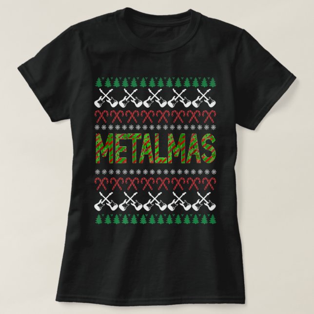 Heavy Metal Music Metalhead Metalmas Christmas Swe T-Shirt (Design Front)