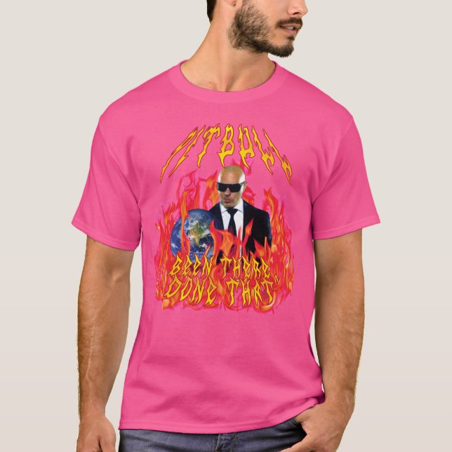 Heavy Metal Pitbull With Flames T-Shirt (Front)