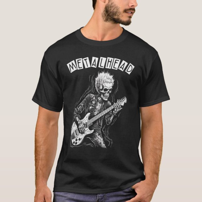 Heavy Metal Punk Rock N Roll Skeleton Guitarist Me T-Shirt (Front)